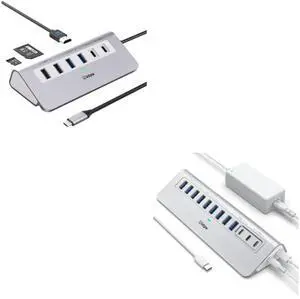 USB C Hub, 9-in-1 USB C Hub Multiport Adapter with 4K HDMI, PD 100W, 12-Port USB 3.2/USB C Hub with 10Gbps, 65W Power Adapter and 3.3FT Cable, Aluminum USB Hub for Laptop, iPhone 16/15, PC