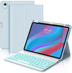 for iPad Air 11-inch(M3 2025/ M2 2024) Air 5th/4th Gen Case with Keyboard-7 Color Backlit, Detachable Wireless Bluetooth Keyboard, Auto Wake/Sleep, Portable Rechargeable,Blue,Backlit