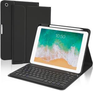 for iPad Keyboard case 9.7 inch, iPad 6th Gen (2018), 5th Gen (2017), iPad Air 2 (2014), Air 1, iPad Pro (2016), Detachable Bluetooth Wireless Keyboard Folio Slim Cover, Lightwight (Black)