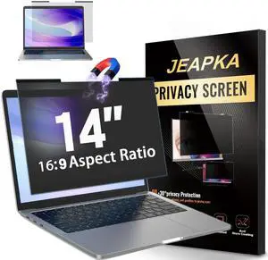 JEAPKA Magnetic Laptop Privacy Screen Filter 14 inch for 16:9 Widescreen Computer Monitor, Removable Anti Blue Light Privacy Shield, Anti-Glare Protector JEAPKA Magnetic Laptop Privacy Screen Filter 14 inch for 16:9 Widescreen Computer Monitor, Removable Anti Blue Light Privacy Shield, Anti-Glare Protector