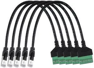 Jienk 5Pcs RJ45 Male to 8 Pins Screw Terminal Block Adapter for Cat5 Ethernet Extender CCTV Digital Internet,RJ45 Male Plug to 8pins Terminal Ethernet Connector