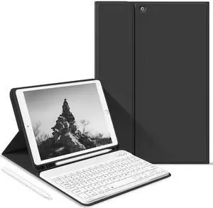 JKSML Keyboard Case for iPad 9th Generation/8th Gen/7th Keyboard Case, Bluetooth Keyboard for iPad 9 8 7 Generation Case 10.2 inch 2021/2020/2019, Built-in Pencil Holder, Black