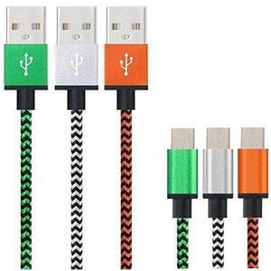 Josi Minea x 3 Pcs USB 3.1 Type C (USB-C) Fabric Braided Nylon 3.3ft/1M Sync & Charging Cable for Samsung Galaxy S8 & S8 Plus, Google Pixel, GoPro HERO5, LG G6 & G5, Nexus 5X/6P & New Macbook [3 Pack]