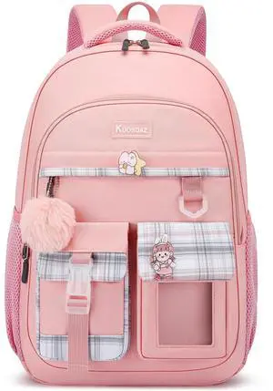 Kuosdaz School Backpack for Teen Girls,15.6in Laptop Backpack Kids Bookbag for Middle School College Students,Cute School Bag for Women,Pink
