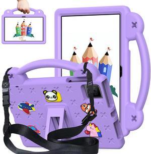 Kwamaz Kids Case for Tmobile Revvl Tab 5G Tablet 10.36-inch 2023, EVA Heavy Duty Protection Cover with Shoulder Strap Stand Handle DIY Figures (Purple)