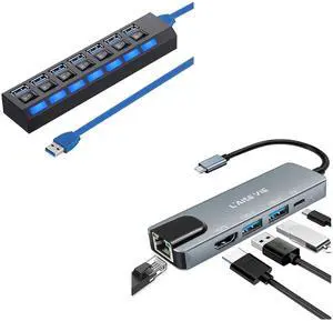 Multi Port USB Splitter and USB C Hub