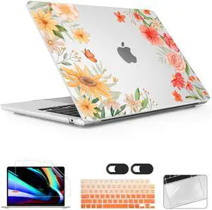 Lepeoac for MacBook Air 15 inch Case 2023 2024 2025 Release A3241 M4 A3114 M3 A2941 M2 with Liquid Retina Display & Touch ID, Hard Shell with Screen Protector & Webcam Cover, Spring Flowers