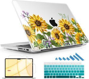 Lepeoac for MacBook Pro 16 inch Case 2021 2022 2023 2024 Release A3186 A3403 M4 A2991 M3 A2780 M2 A2485 M1 Pro/Max, Hard Shell Case with Screen Protector & Keyboard Cover, Sunflowers