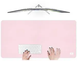 Light Pink 3XL Color Mouse Pad - Oversized (48''x24'') Gaming Desk Pad for Full Desk Setup - Nonslip Rubber Base, Stitched Edges, and Waterproof Design