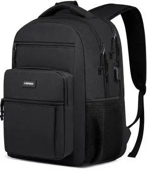 LIBENED School Backpack for Teen Boys and Men, 15.6 Inch Laptop Backpack with USB Charging Port, Anti-Theft Water-Resistant College Computer Bookbag, Ergonomic Straps and Multiple Compartments, Black