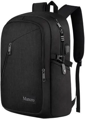 Mancro Laptop Backpack for Travel 17.3 in Anti-Theft Business Backpack Large Travel Computer Bag Daypack Work College Bookbag for Men Women, Black