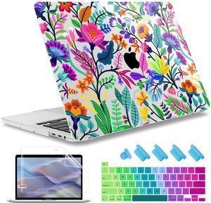 May Chen for MacBook Pro 16 inch A2141 2020 2019, Plastic Pattern Hard Shell Case Screen Protector & Keyboard Cover for MacBook Pro 16-inch, Colorful Flowers and Tropic Leaves