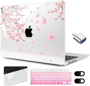 MEEgoodo for M4 MacBook Pro 14 inch Case 2024 2023 2021, Laptop Hard Shell Cases Fit Model A3112/A3401/A3185/A2918/A2992/A2779/A2442 for M3 M2 M1 Pro/Max,Cherry Blossoms