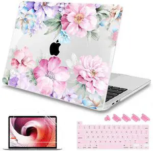 Mektron for MacBook Pro 16 inch Case 2020 2019 Release A2141, Soft Touch Plastic Laptop Case Pro 16-inch with Touch Bar & ID, Illustration Flower