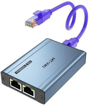 MT-VIKI Upgraded POE Ethernet Splitter 1 to 2 1000Mbps, 48V 60W ,(No Power Supply Required), POE Gigabit Dual RJ45 Splitter for Cat5e/6/7/8 Cable, Work with POE IP Camera, POE Switch and More