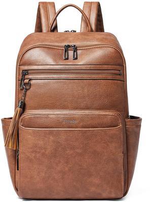 Mroede Leather Laptop Backpack for Women 15.6 inch Laptop Backpacks Purse Fashion Computer Backpack for Travel College Work