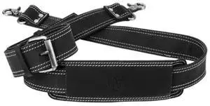 NJ Leatherworks Leather Bag Strap, Adjustable Replacement Shoulder Strap with Universal Swivel Hooks for Messenger, Duffel, Laptop, Camera Bags or Purses (Black)