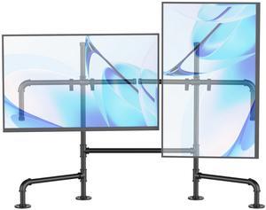 Adjustable Dual Monitor Stand, Ergonomic Computer Monitor Holder, Free Standing Desk Mount for 13-30 Inch Screens, Monitor Arm with Cable Management, Black