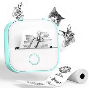 Phomemo Sticker Printer- T02 Print Pods Mini Sticker Printer Maker, Inkless Machine Portable, Bluetooth Thermal Pocket Photo Maker for Study Notes, Daily, Photos, DIY, Green