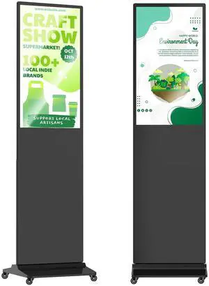 QIXZOCV 32 Inch Indoor Floor Standing Digital Signage Advertising Display Kiosk LCD Screen Commercial Totem Android System Vertical Poster with Auto Media Player