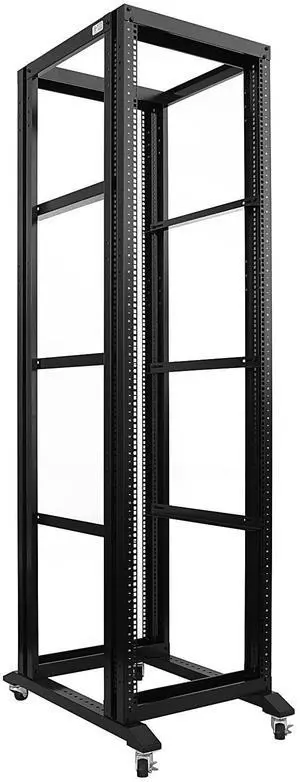 RAISING ELECTRONICS 42U 4 Post Open Frame 19inch Server/Audio Steel Rack 24inch Deep Aluminum UL Certified