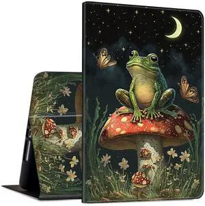 Rossy Case for Samsung Galaxy Tab S8 Plus 2022 /S7 FE 2021 /S7 Plus 2020 Case 12.4 inch Ultra Slim PU Leather Smart Stand Cover with Auto Wake/Sleep for Galaxy Tab S8+ SM-X800/X806,Mushroom Frog