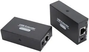 USB Extender Ethernet RJ45 LAN Extension, Transmit 120m/394ft Over Single Ethernet Cat5e 6 7 Up to 480Mbps with 4 USB 2.0 Hub, for for OS X for Android for Linux (US Plug)