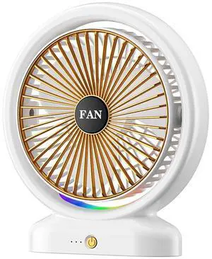 SAYTAY Cool 7-Color Marquee USB Portable Turbo Air-Concentrating Fan, 180deg Air Delivery in All Directions, 2000mAh Battery Desktop Fan with 3 Speed Adjustable (White Gold Color)