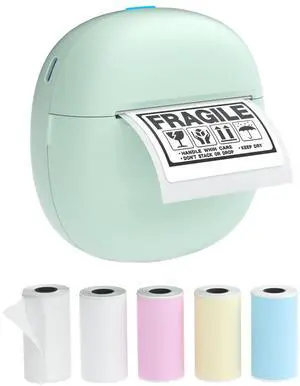 sessoam Sticker Printer, Mini Thermal Printer,Inkless Photo Maker for Office Supplies & DIY Projects,Bluetooth Connection Portable Sticker Maker for Labels, Photos, and Notes (Green)