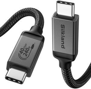 Silkland USB 4 Cable for Thunderbolt 4, 40Gbps Data Sync, 240W PD 3.1 Charging, 8K/5K@60Hz, Dual 4k, Compatible for MacBook, iPhone 16/15, Portable Monitor, SSD, Docking,eGPU, 5FT