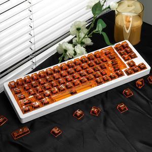 TIMSEKER Crystal Orange Keycaps Backlit, Clear Keycap 114 Key Cool Translucent Keycaps, PC Material Cherry Profile Key Caps for ANSI RGB Mechanical Gaming Keyboard, Cherry Mx Custom Key Caps Set