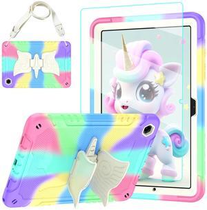 TOMORRY Case for Samsung Galaxy Tab A9+/ A9 Plus 11 inch 2023 with Tempered Glass Screen Protector,Unicorn Stand Shoulder Strap,Shockproof for Galaxy Tab A9 Plus Tablet Case Kids Girls (Colourful)