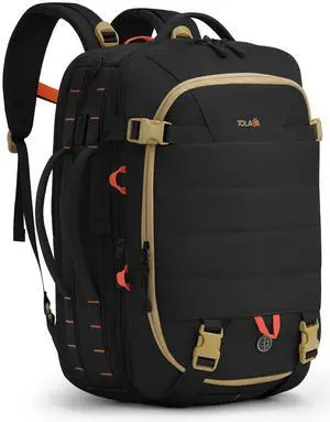 Tolaccea Carry on Travel Backpack, TSA Friendly Flight Approved Laptop Backpack Duffle Bag for Men Women with Dual Laptop Storage for 17.3", USB Charging Port, Business Rucksack 40L-50L Expandable