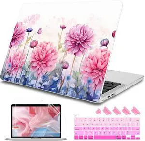 Tuiklol Case for 2022 MacBook Pro 13 Inch M2 Clip, 2021 2020 Release M1 A2338 A2289 A2251, Hard Shell Case for MacBook Pro 13.3" with Touch Bar Fits Touch ID and Retina Display, Pink Flowers