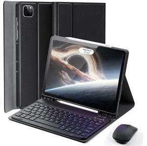 TUNKARMOR Keyboard Case for iPad Pro 13 (M4 2024) - 13 inch with Mouse and Detachable Keyboard, Slim Case with S Pen Holder, Auto Sleep/Wake-Black
