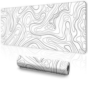 2 Pack Gaming Mouse Pad, XL Mousepad, Keyboard and Mouse Pad,Mouse Pad Large, Desk Mat, 31.5 x 11.8 in, Stitched Edege for Home Office Work - Topographic Black & White