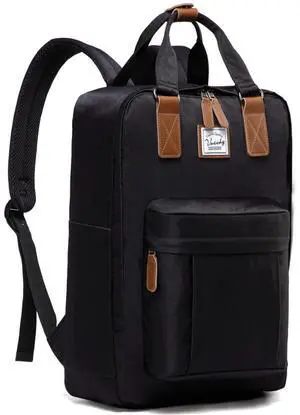 VASCHY School Backpack for Women Men, Travel Backpack Water Resistant College High School Computer Bag Student Bookbag, Black