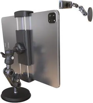 Universal Magnetic Tablet Holder 360degAdjustable 7.7" Aluminum Heavy Duty Arm 3.5" Magnetic Base for Car Dashboard, Gym, Kitchen Fits 4-13" Tablets, Phones
