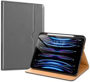 VIKESI Case for iPad Air 13 inch (M3) 2025 / (M2) 2024,Premium Leather Folio,Apple Pencil Holder,Auto Sleep/Wake,Stand Cover - Grey