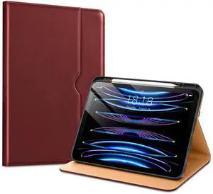 VIKESI Case for iPad Air 13 inch (M3) 2025 / (M2) 2024,Premium Leather Folio,Apple Pencil Holder,Auto Sleep/Wake,Stand Cover - Burgundy Red