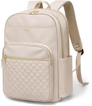 VNINE Laptop Backpack for Women Fits 16 Inch Travel Computer Bag Ladies Stylish Travel Bags Womens Fashion Bag for Business Bags Casual Daypacks Beige