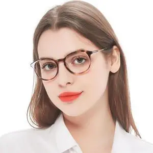 WEMOOTANTS Retro Blue Light Blocking Glasses Round Eyeglasses Frame Brown Tortoise