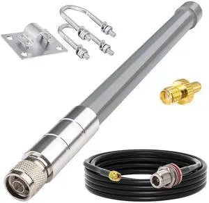 YOTENKO 4G Cellular LTE 5dBi Multi-Band Antenna (12", N Jack Connector) + 10FT Low Loss YMR240 Cable, Omni Antenna Kit for Cellular Routers Modems Mobile Hotspots Signal Boosters Security Cameras