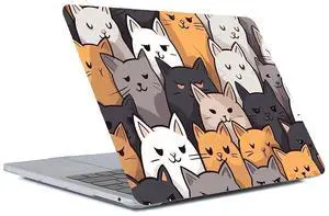 Yicomon Compatible with MacBook Air 13 inch Case 2020 2021 M1 A2337 A2179 A1932, Plastic Hard Shell Case for Mac Air 13 with Touch ID (2018-2021) - Cute Cartoon Cat