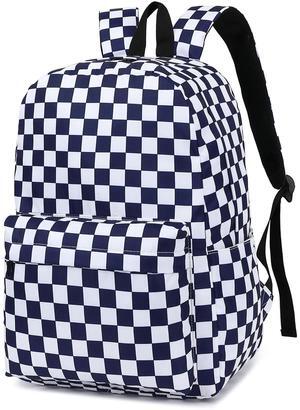 Yusudan Checkered School Backpack for Girls Women, Kids Teens School Bags College Bookbags Ladies Laptop Backpacks (Navy Blue)