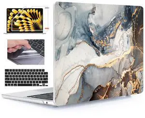 YSCLBAHUK Compatible with MacBook Air 15 inch Case 2025 2024 2023 Release M4 A3241 M3 A3114 M2 A2941 & Liquid Retina Display, Hard Shell Case with Keyboard Cover+Screen Film+Trackpad Film, Marble