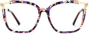 Zeelool Square Blue Light Glasses for Women Chic Graffiti Designer Full Eyeglasses Oversized Non-prescription Eyewear Sidibe JGT261246-06B