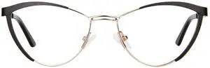 Zeelool Women's Metal Browline Cat Eye Glasses Frame with Clear Lens Sydney FM0125-01 Black
