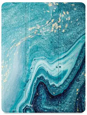 SaharaCase Folio Case for Apple iPad 10.2" (8th Generation 2020) and (9th Generation 2021) [Shockproof Bumper] Rugged Protection Anti-Slip Grip Slim Fit Integrated Kickstand (Green Marble)