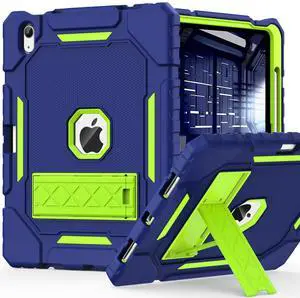 ZoneFoker Case for iPad (A16) 11th/10th Generation 11/10.9 inch 2025/2022, Heavy Duty Military Grade Shockproof Rugged Cover with Pencil Holder/Stand for i Pad 11th / 10 th Gen (Blue+Teal)